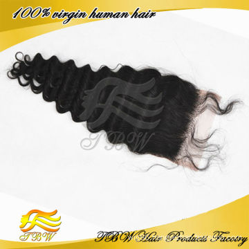 deep wave 100% indian human hair cheap lace closure